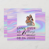 ゲームオーバー ホログラフィック ユニークな結婚式の招待状 ポストカード (正面/裏面)