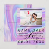 ゲームオーバー ホログラフィック Save The Date カップル写真 ポストカード (正面/裏面)