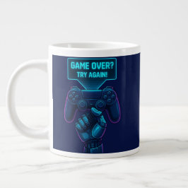 ゲームオーバー?リトライ!未来的ゲーマーマグ ジャンボコーヒーマグカップ