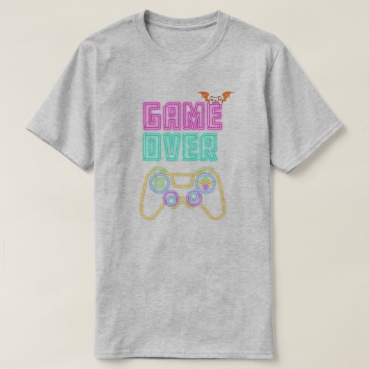 "ゲームオーバー" レトロビデオゲームTシャツ Tシャツ (デザイン正面)