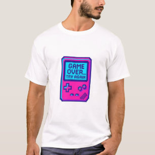 ゲームオーバー 再挑戦 – レトロピクセルゲーマー Tシャツ