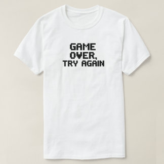 ゲームオーバー。再試行 – ゲーマーおもしろいデザイン Tシャツ