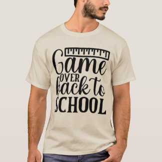 🎮 ゲームオーバー、学校へ戻る – 面白いゲーマーの初日 Tシャツ