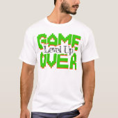 ゲームオーバー、復活のレトロゲームとレベルアップ Tシャツ (正面)