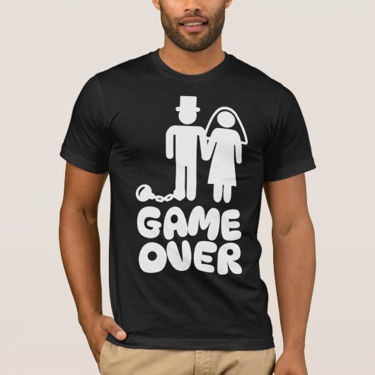 ゲームオーバー 新婦 新郎 結婚式 Tシャツ (正面)