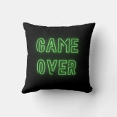 ゲームオーバー　明るいグリーン　ネオン　ビデオゲーム クッション (裏面)