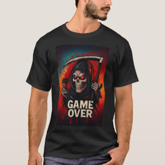 ゲームオーバー 死神 ドクロ – ダークホラーゲーミング Tシャツ