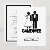 ゲームオーバー - 独身最後の1日 バチェラーパーティ 招待状 (正面/裏面)