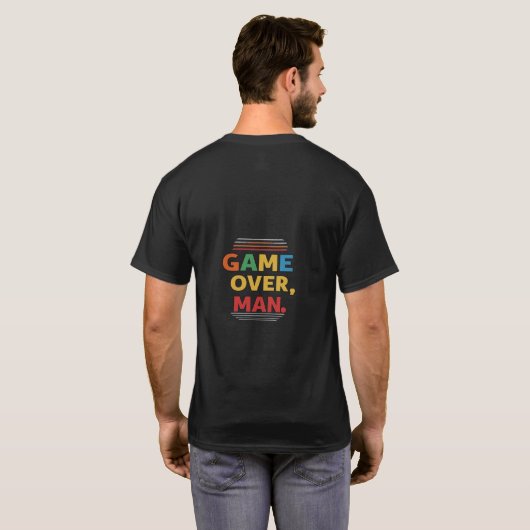 ゲームオーバー、男のTシャツのデザイン Tシャツ (裏面フル)