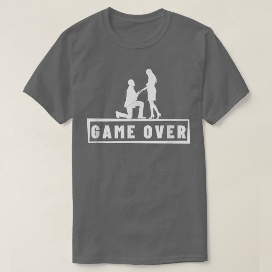 ゲームオーバー 結婚プロポーズ独身パーティー 花婿 Tシャツ (デザイン正面)