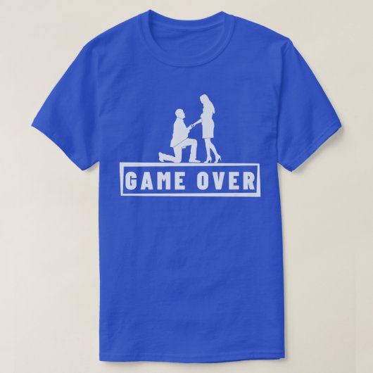 ゲームオーバー 結婚プロポーズ独身パーティー 花婿 Tシャツ (デザイン正面)