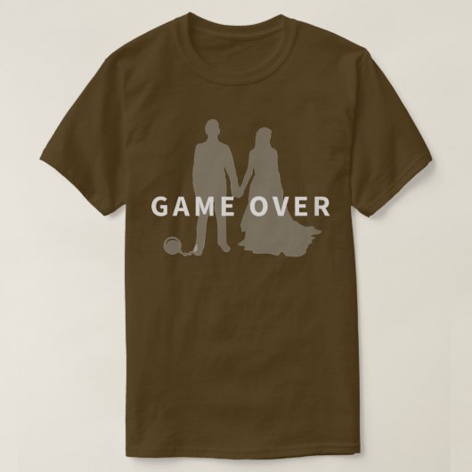 ゲームオーバー 結婚式 プロポーズ 独身パーティー 花婿 Tシャツ (デザイン正面)