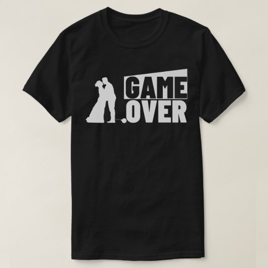 ゲームオーバー 結婚式 プロポーズ 独身パーティー 花婿 Tシャツ (デザイン正面)