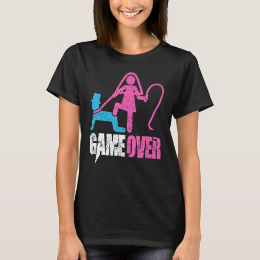 ゲームオーバー 結婚式 花嫁と花婿の独身最後の夜 Tシャツ (正面)