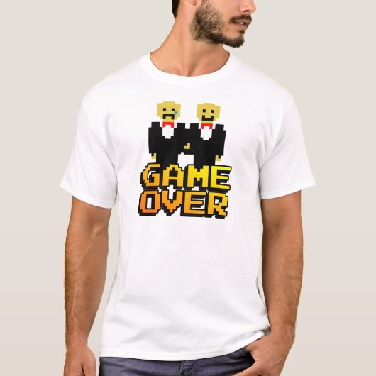 「ゲームオーバー」結婚(ゲイ、8ビット) Tシャツ (正面)