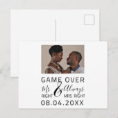ゲームオーバー 面白い 結婚式の招待状を保存しよう ウェディングフォト ポストカード (正面/裏面)