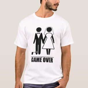 ゲームオーバー 面白い 結婚式 男性 バチェラーパーティー ギフト Tシャツ