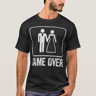 ゲームオーバー 面白い 結婚 男性 バチェラー Tシャツ