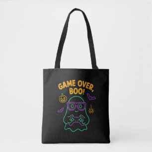 ゲームオーバーBoo面白いハロウィンゲーマー幽霊 トートバッグ