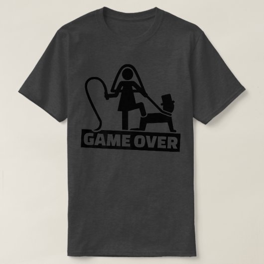 ゲームオーバーStagパーティーおもしろい新郎新婦プレミアム Tシャツ (デザイン正面)