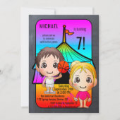 ゲームカラフルフェスティバル子供の誕生日招待状 招待状 (正面)