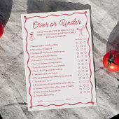 ゲームカードの上または下のブライダルシャワーのアモーア 招待状