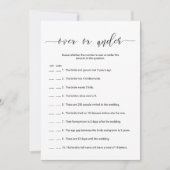 ゲームカードの上または下のブライダルシャワー 招待状 (正面)