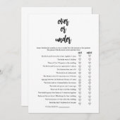 ゲームカードの上または下のミニマルブライダルシャワー 招待状 (正面/裏面)