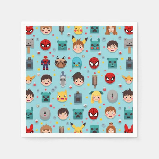 ゲームキャラクター、少年のパーティー、ネブキン スタンダードカクテルナプキン (正面)