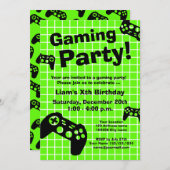 ゲームクール誕生日パーティーの招待テンプレート 招待状 (正面/裏面)