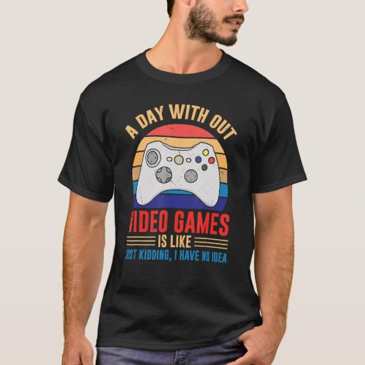 ゲームゲーマージョークジョイスティックなしの日カジュアル Tシャツ (正面)
