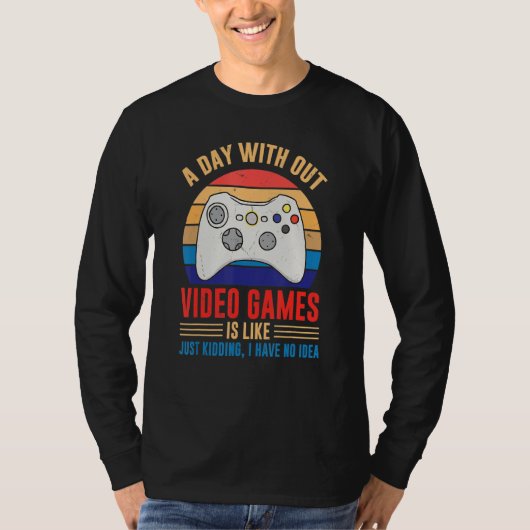 ゲームゲーマージョークジョイスティックなしの日カジュアル Tシャツ (正面)