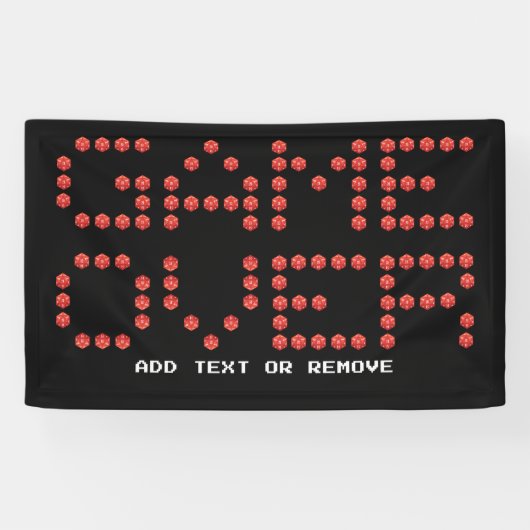 ゲームゲームゲームゲームオーバーレタリングゲーマーD20サイコロ 横断幕 (横)