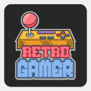 ゲームゲームレトロゲーマーコンソールビデオゲームギフト スクエアシール