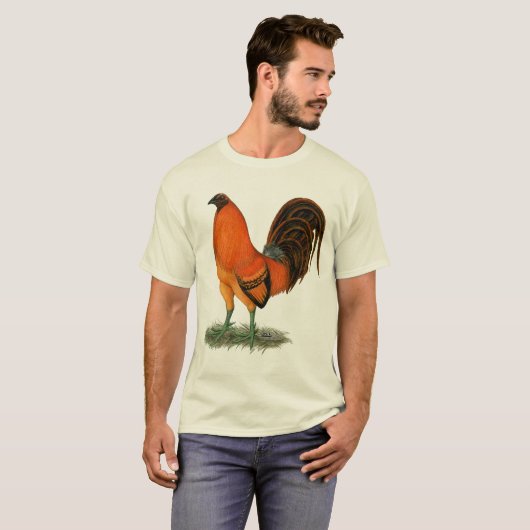 ゲームコックジンジャー赤雄鶏 Tシャツ (正面フル)
