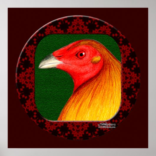 ゲームコック額縁 ポスター (正面)