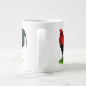 ゲームコック：濃い赤 ジャンボコーヒーマグカップ (裏面)