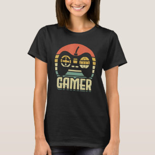 ゲームコンソールでゲーマーのレトロ Tシャツ