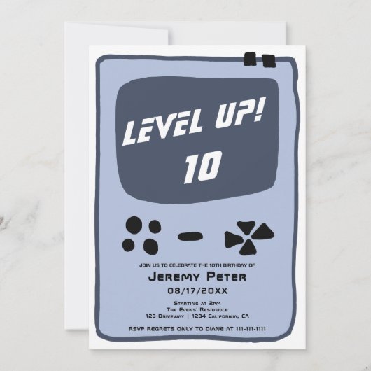 ゲームコンソールのレベルを上げる10子供の誕生日 招待状 (正面)
