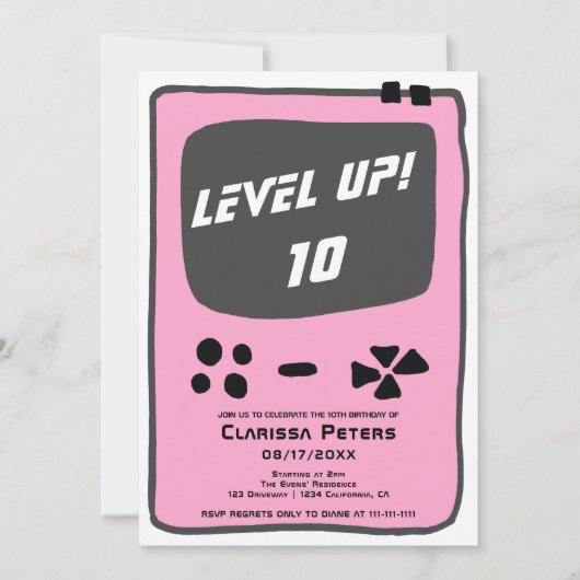 ゲームコンソールのレベルを上げる10子供の誕生日 招待状 (正面)
