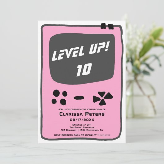 ゲームコンソールのレベルを上げる10子供の誕生日 招待状 (スタンド正面)