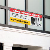 ゲームコンソール修復ショップバナー 横断幕 (ビルの外側)