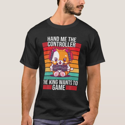 ゲームコントローラのキングコンソールのゲーマーを手に Tシャツ (正面)