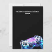 ゲームコントローラのビデオゲームのネオン任意の年齢ギーク 招待状 (裏面)