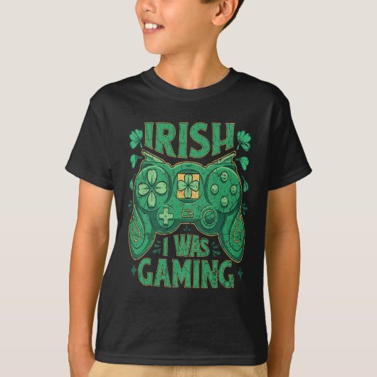 ゲームコントローラアイリッシュゲーマーボーイズSt patricks day Tシャツ (正面)