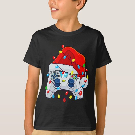 ゲームコントローラクリスマスサンタハットゲーマーボーイズ1 Tシャツ (正面)