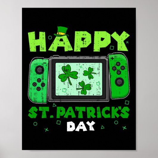 ゲームコントローラシャムロックSt patricks dayゲーマーガム ポスター (正面)