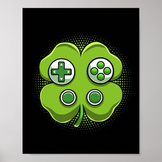 ゲームコントローラシャムロックSt patricks dayゲーマーボーイ ポスター (正面)