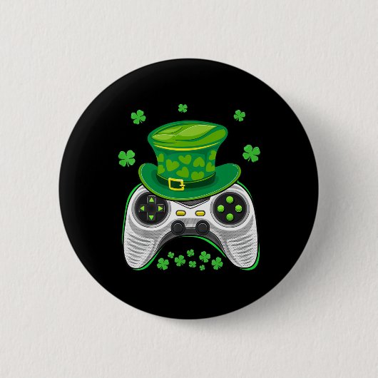ゲームコントローラシャーロックゲーマーSt patricks dayガム 缶バッジ (正面)