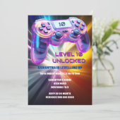 ゲームコントローラーのビデオのネオンスターバストの女の子 招待状 (スタンド正面)